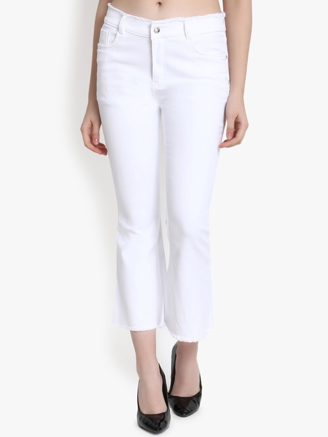 

Perfect Outlet Women Flared High-Rise Jeans, White