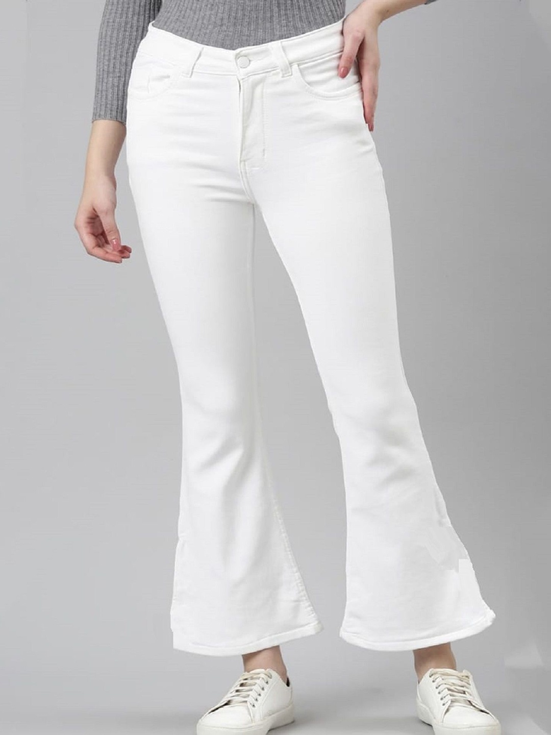 

Perfect Outlet Women High-Rise Bootcut Jeans, White