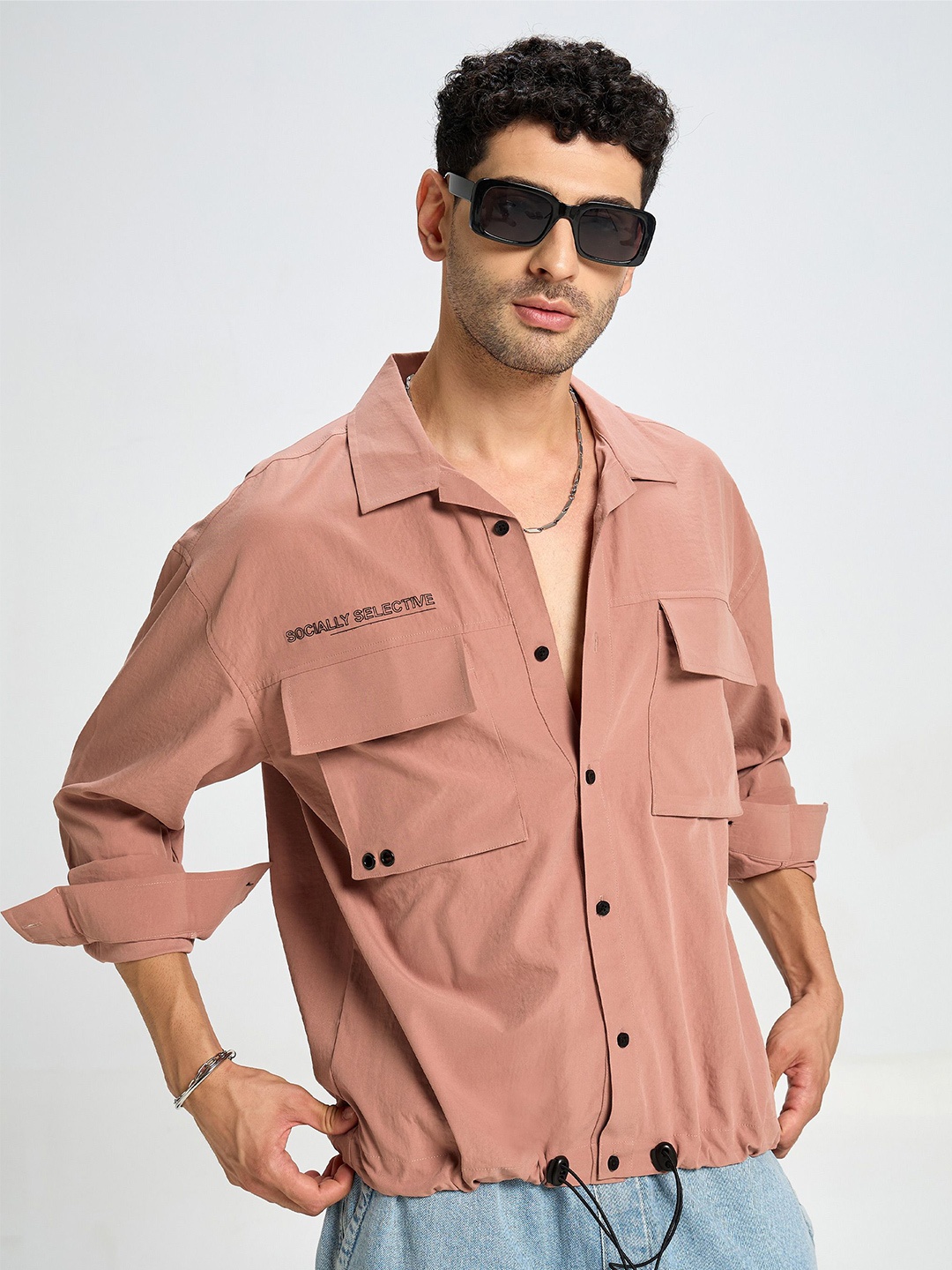 

Beyoung Men Solid Spread Collar Opaque Casual Shirt, Pink