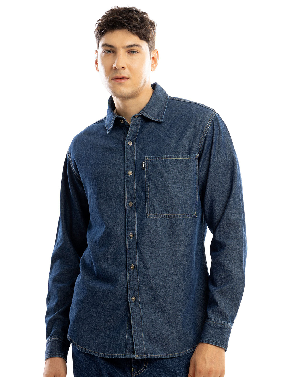

Beyoung Men Solid Spread Collar Opaque Casual Shirt, Blue