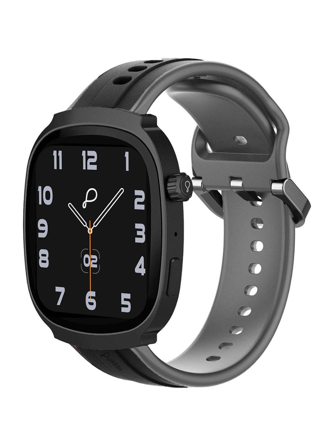

pebble Axis 1.96" Amoled Display Quick Notification BT Calling Rotating Crown Smart Watch, Black