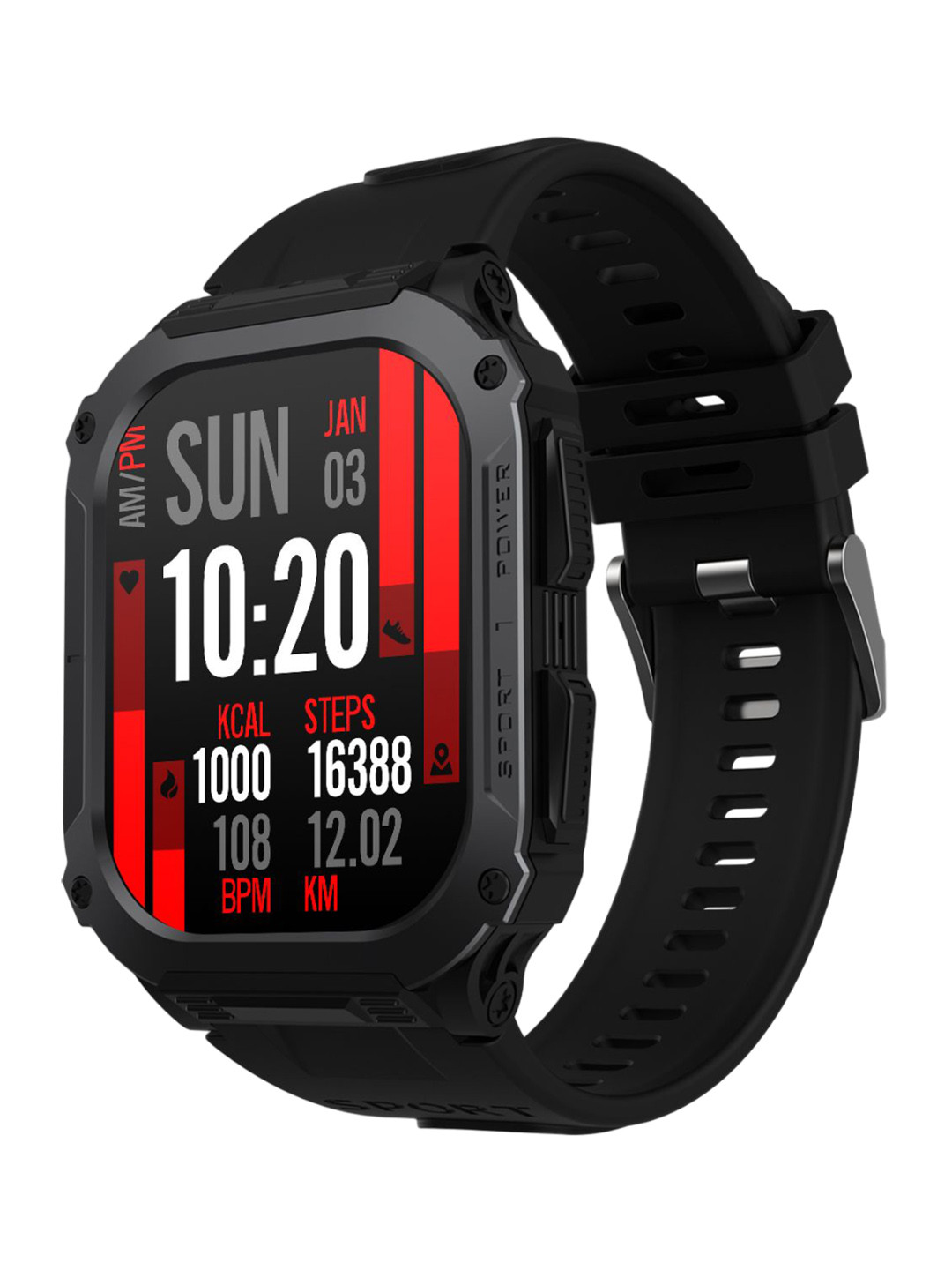 

pebble Bravo 1.99" Infinite Display BT Calling 520 mAh Battery Rugged Built Smart Watch, Black