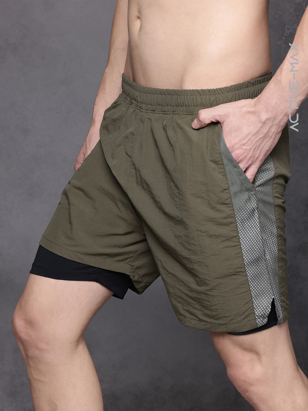 

HRX by Hrithik Roshan Men Midpremiumrange Rapid-Dry Running Shorts, Olive