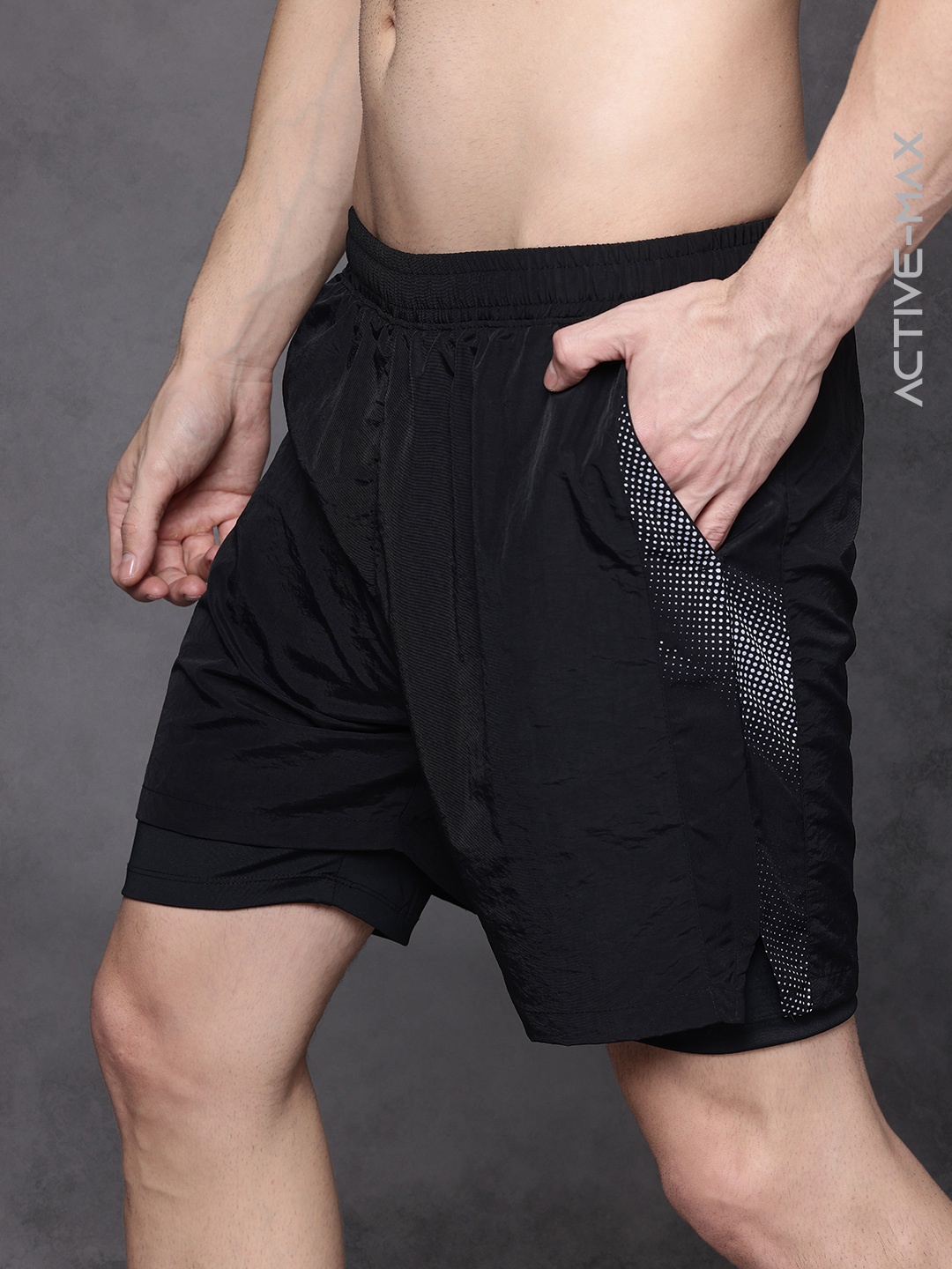 

HRX by Hrithik Roshan Men Midpremiumrange Rapid-Dry Running Sports Shorts, Black