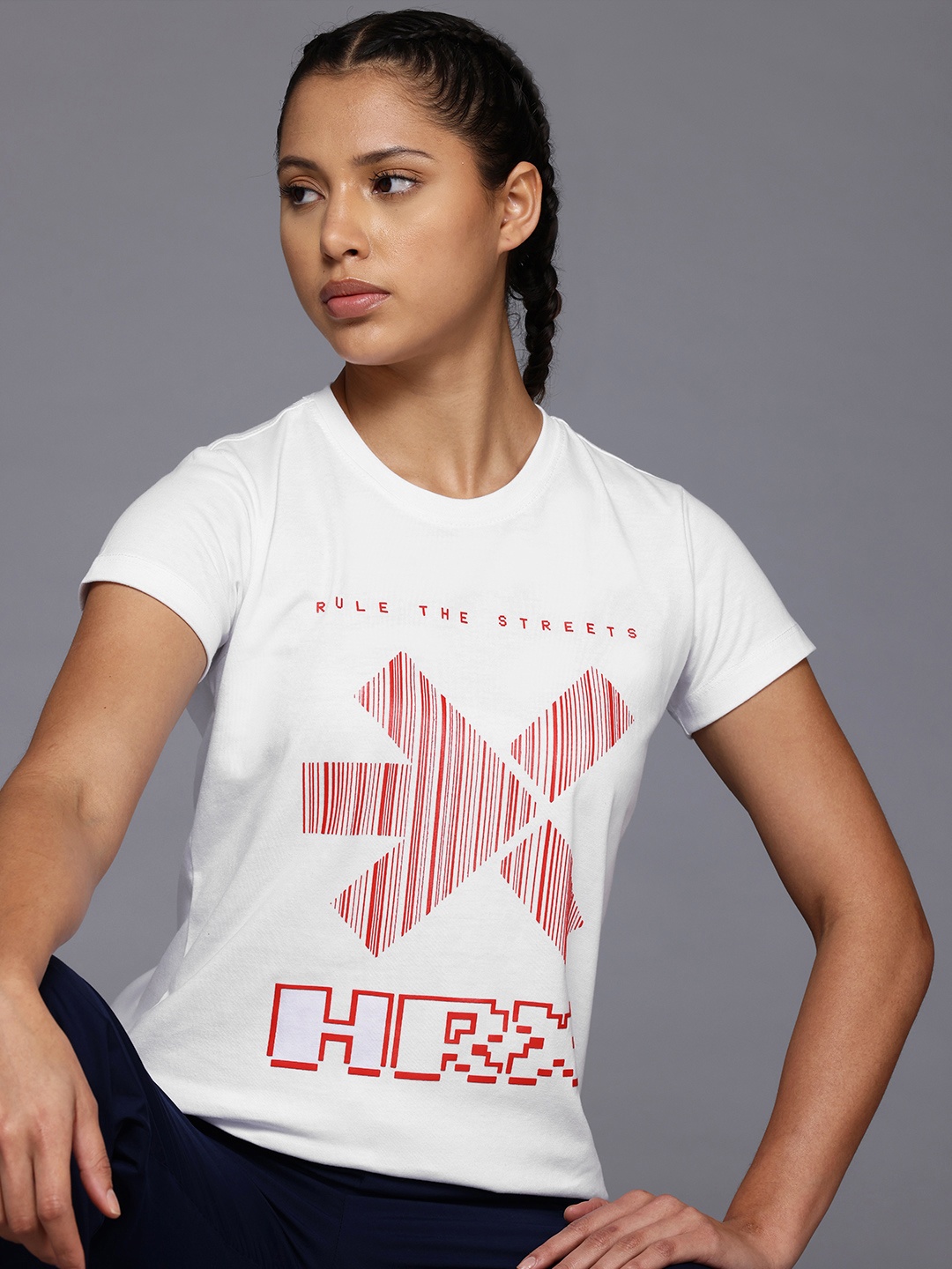 

HRX by Hrithik Roshan Brand Logo Printed T-shirt, White