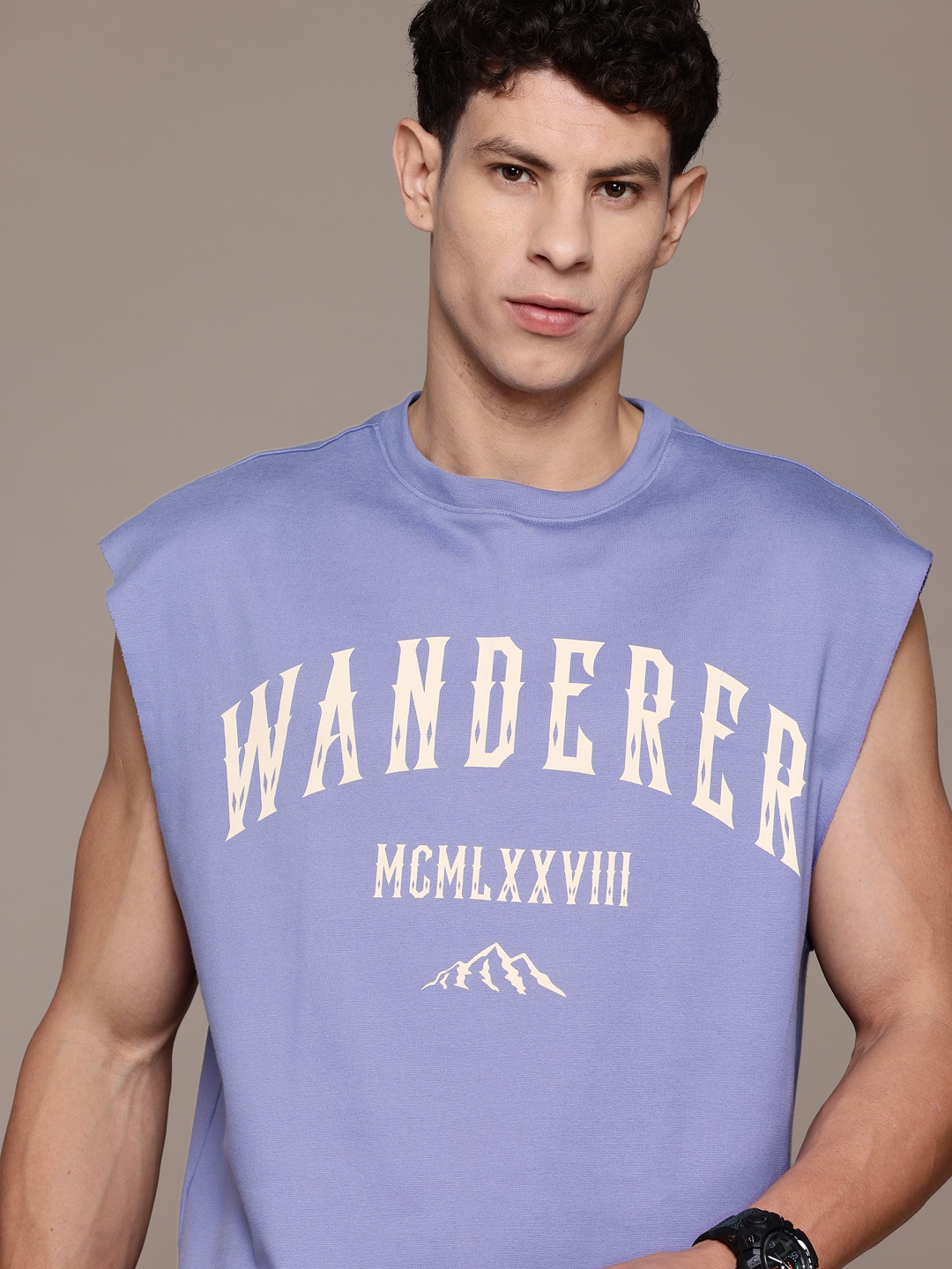 

The Roadster Lifestyle Co. Printed Relaxed Fit Pure Cotton T-shirt, Lavender