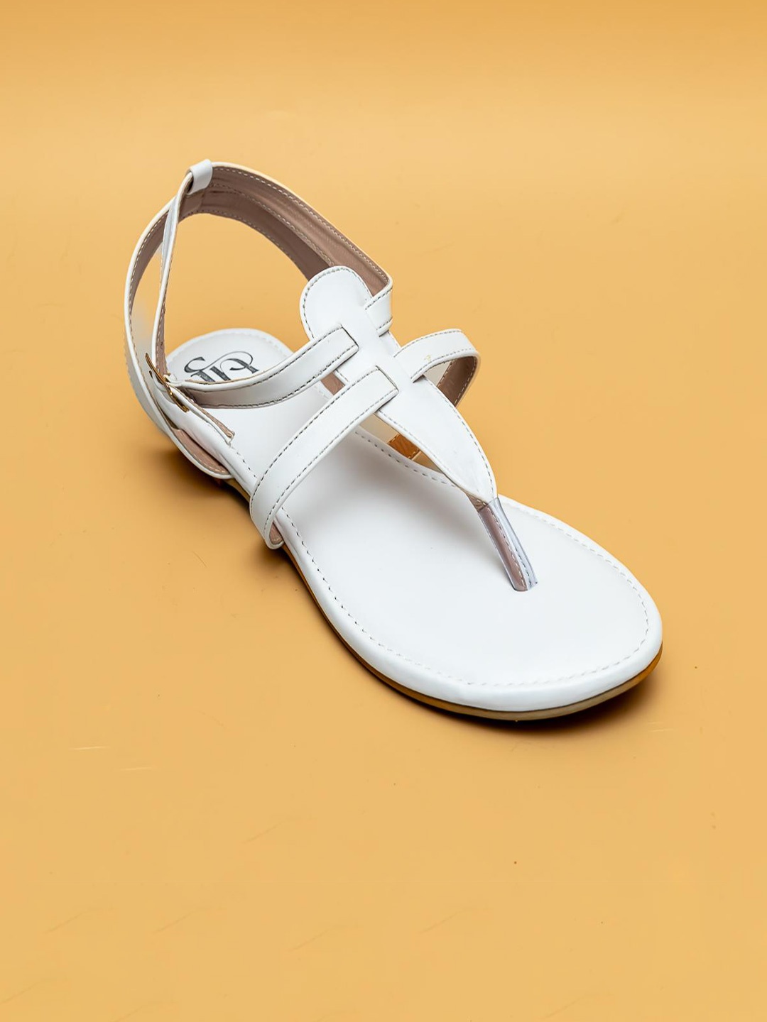 

Fancy Nancy Women T Strap Buckle Flats with Bows, White