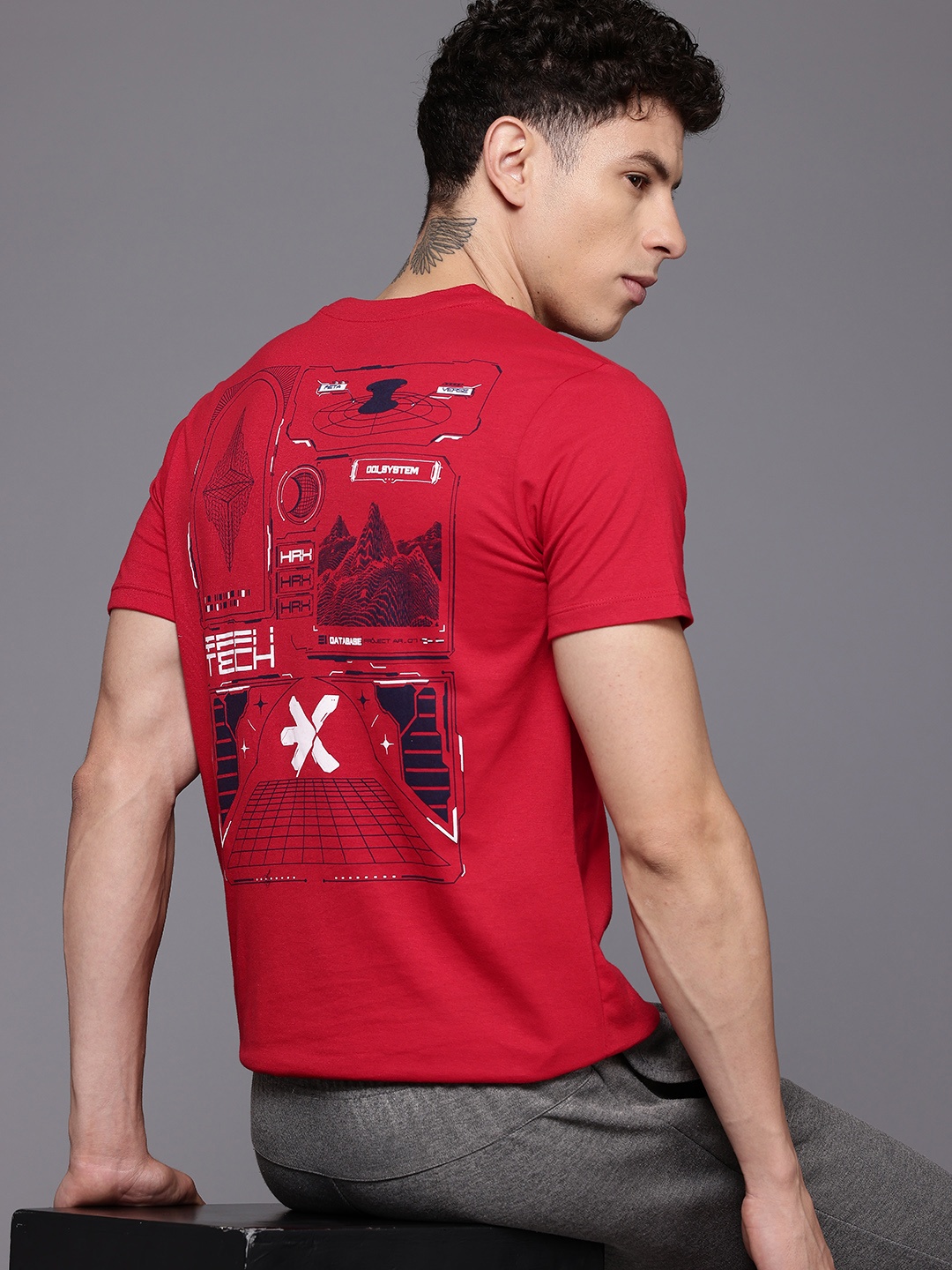 

HRX by Hrithik Roshan Printed Back Lifestyle T-shirt, Red