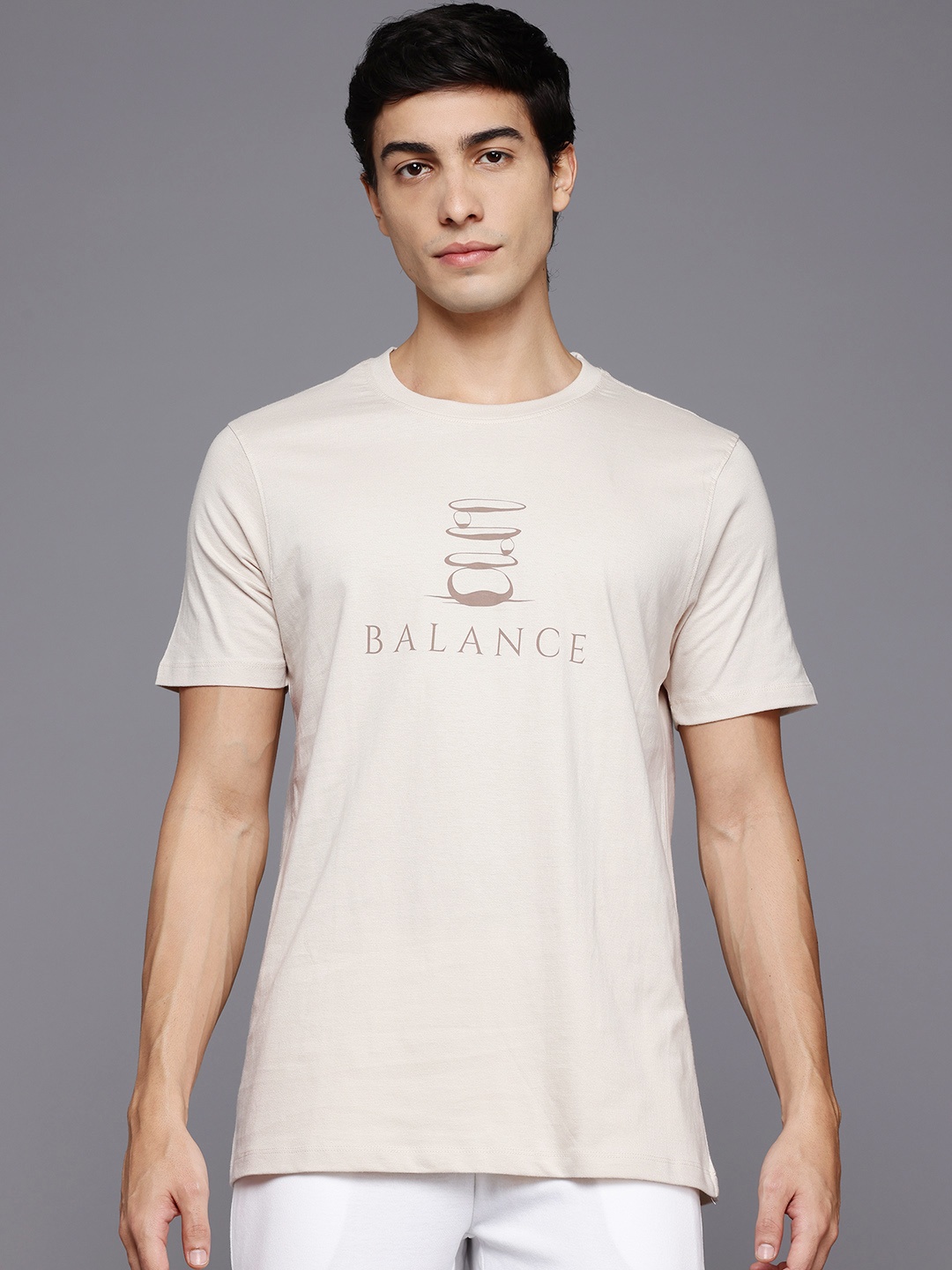 

HRX by Hrithik Roshan Typography Printed Yoga T-shirt, Beige