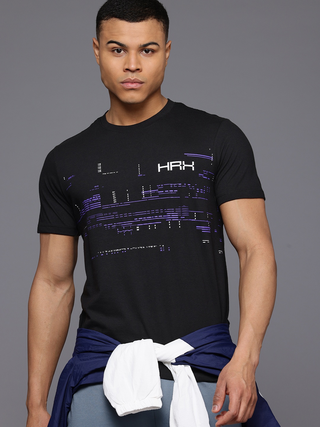 

HRX by Hrithik Roshan Graphic Print Pure Cotton T-shirt, Black