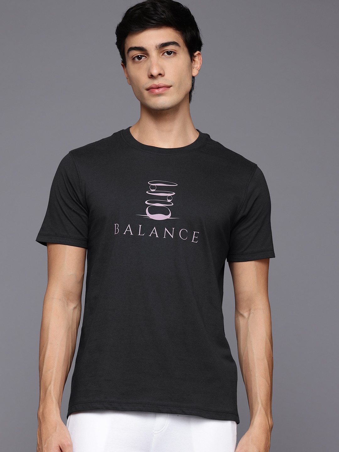 

HRX by Hrithik Roshan Typography Printed Yoga T-shirt, Charcoal