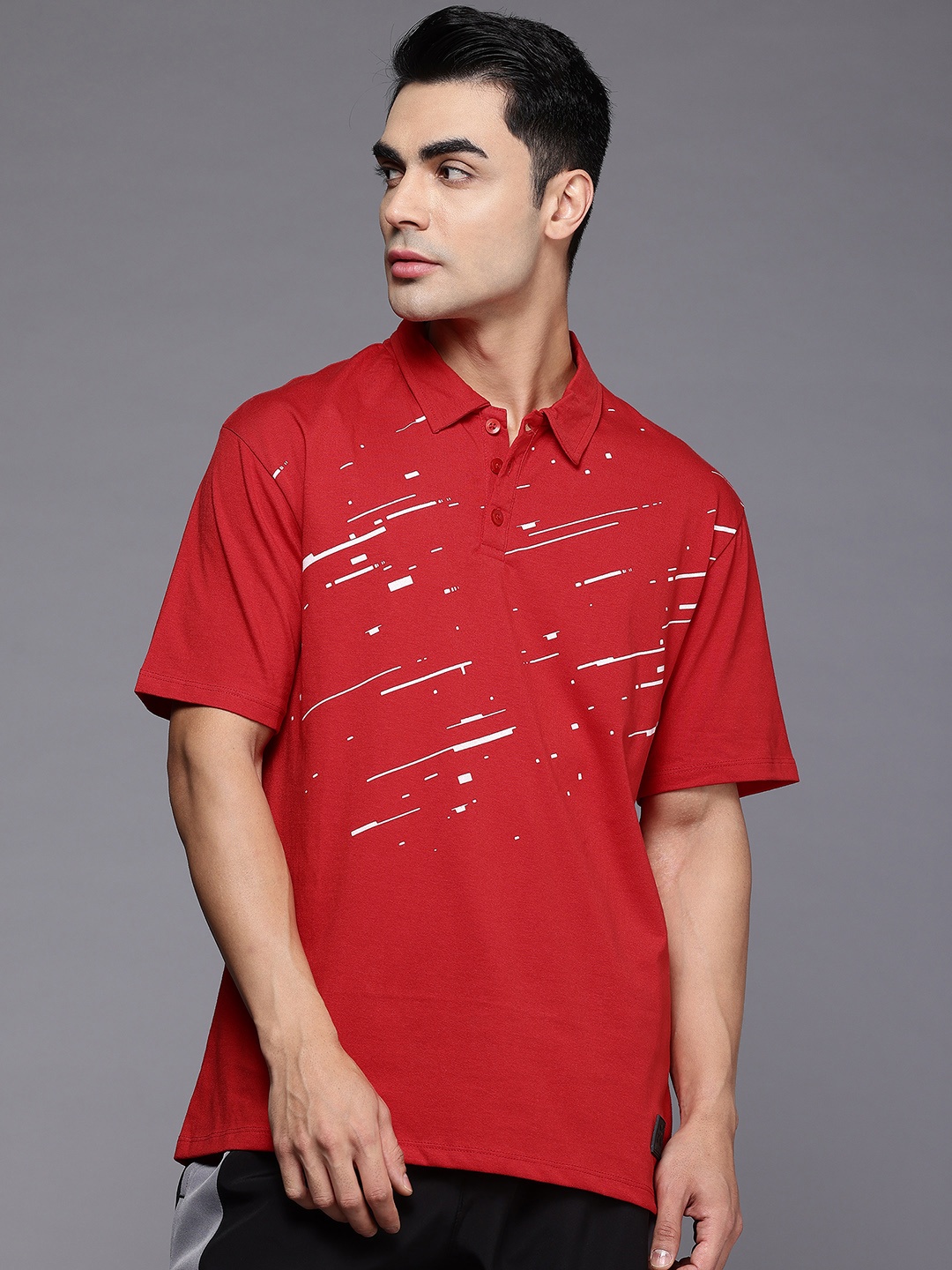 

HRX by Hrithik Roshan Printed Polo Collar T-shirt, Red