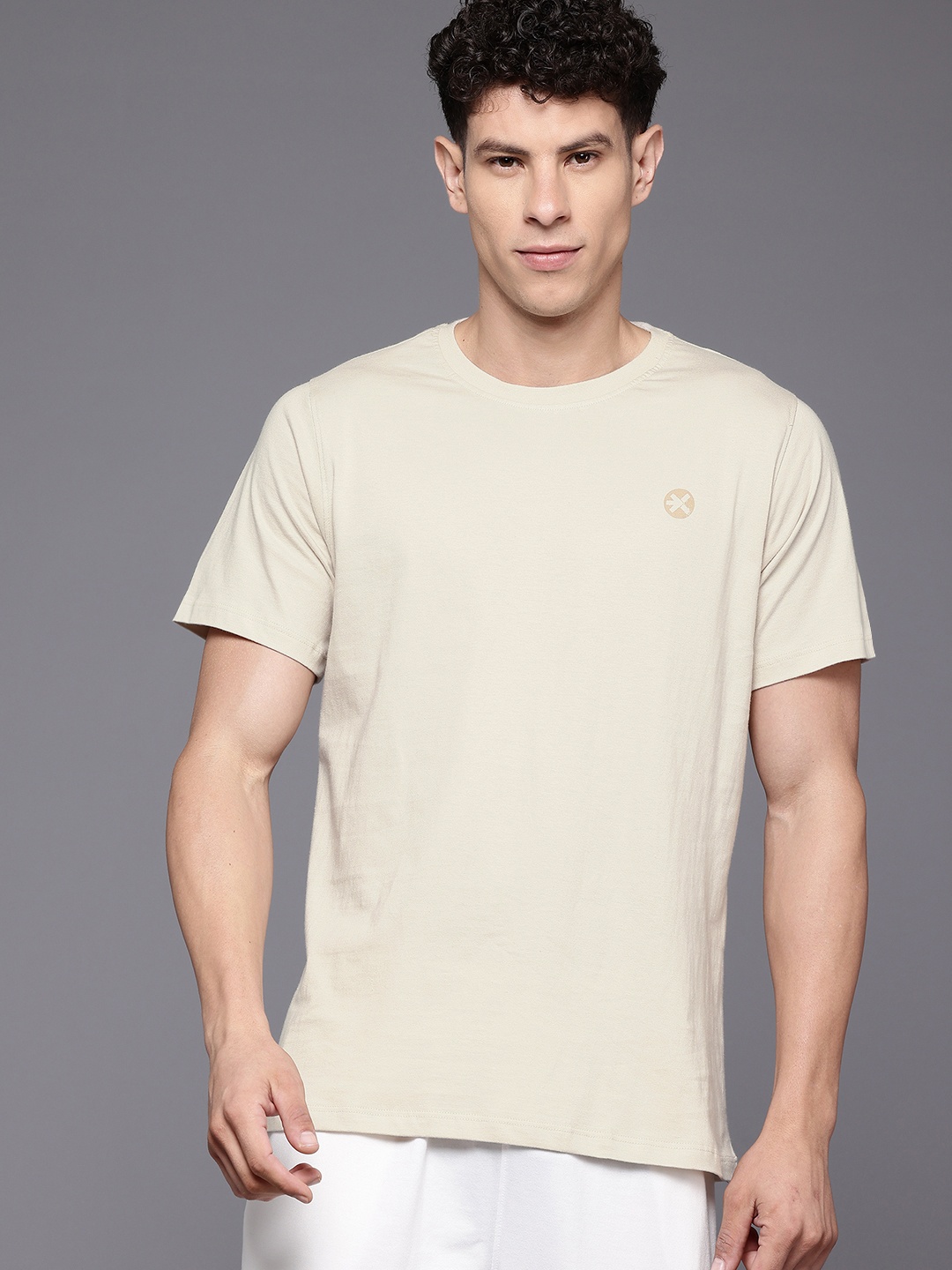 

HRX by Hrithik Roshan Typography Print Yoga T-shirt, Beige
