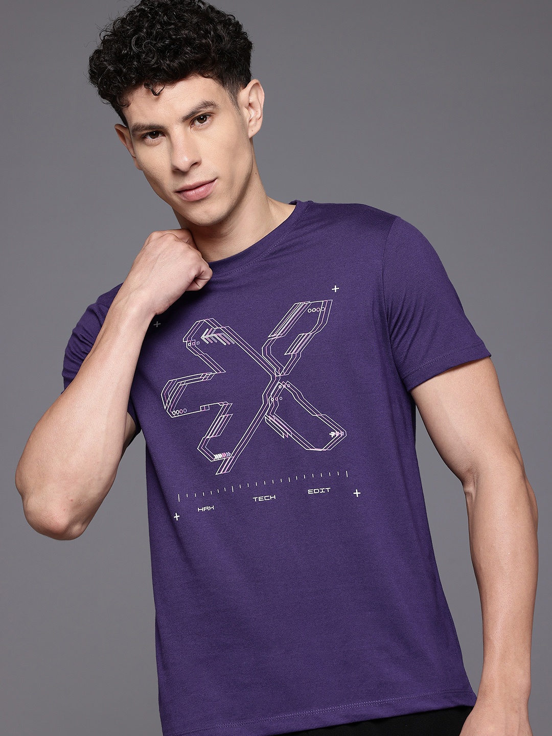 

HRX by Hrithik Roshan Brand Logo Print Lifestyle T-shirt, Purple