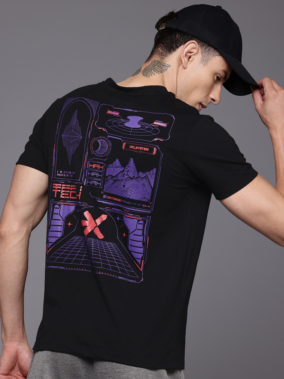 

HRX by Hrithik Roshan Printed Back Lifestyle T-shirt, Black