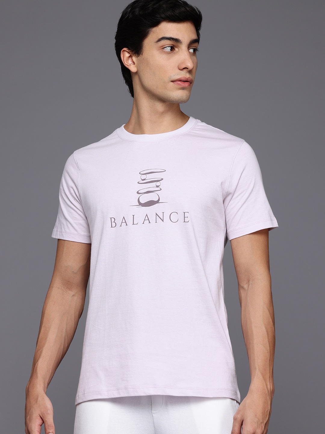 

HRX by Hrithik Roshan Typography Printed Yoga T-shirt, Lavender