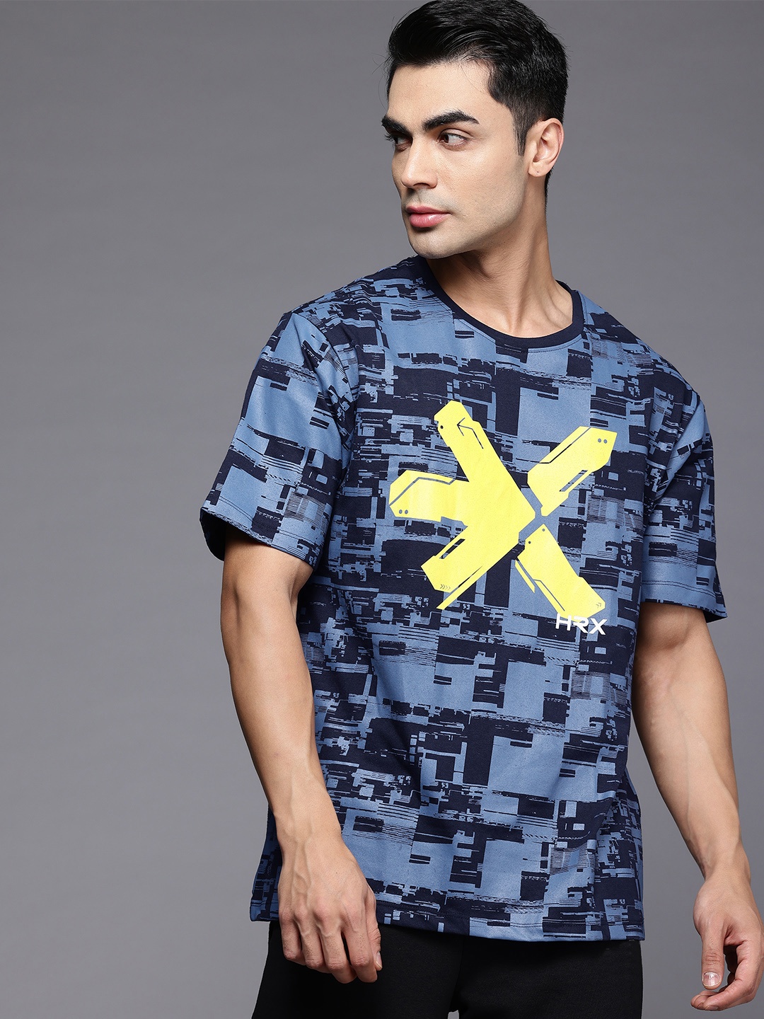 

HRX by Hrithik Roshan Abstract Printed T-shirt, Blue