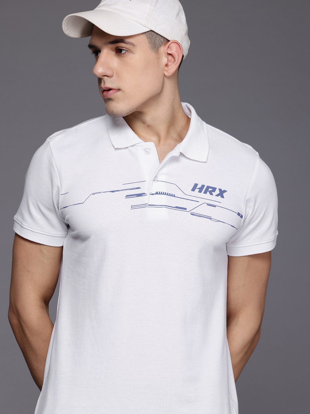 

HRX by Hrithik Roshan Logo Printed Polo Collar T-shirt, White