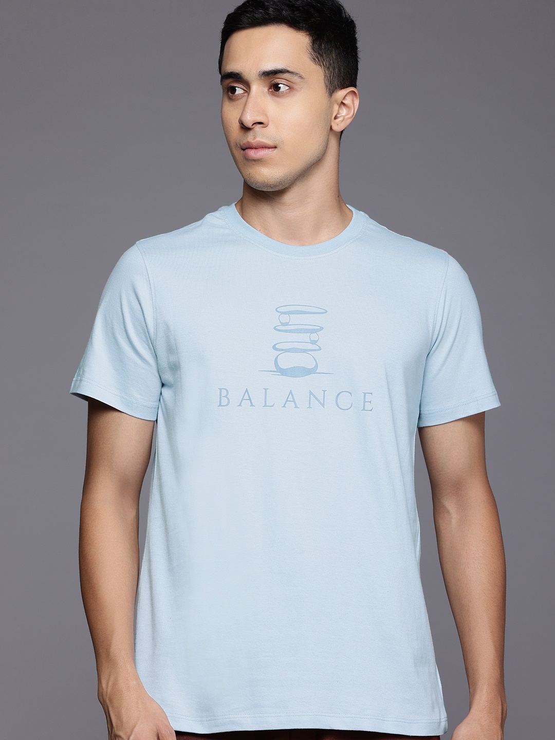 

HRX by Hrithik Roshan Printed Pure Cotton Yoga T-shirt, Blue