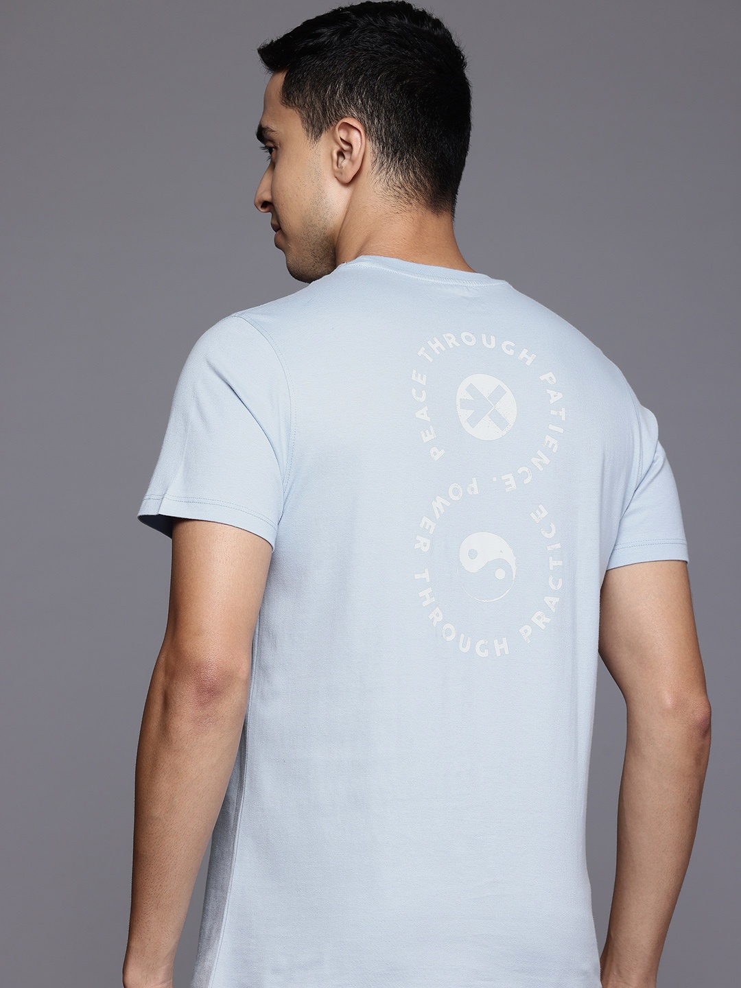 

HRX by Hrithik Roshan Printed Pure Cotton Yoga T-shirt, Blue