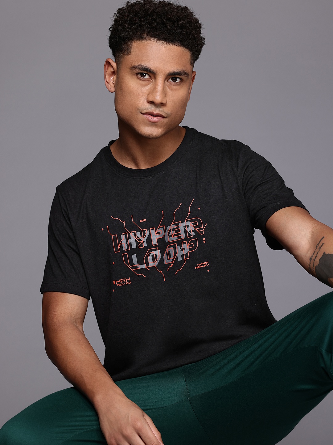 

HRX by Hrithik Roshan Typography Print T-shirt, Black