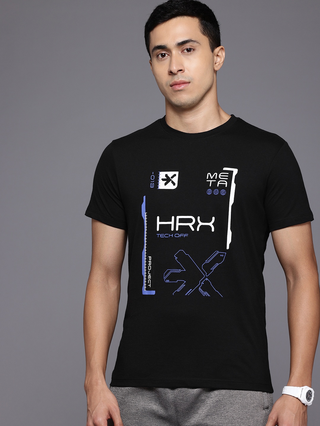 

HRX by Hrithik Roshan Brand Logo Printed Lifestyle T-shirt, Black