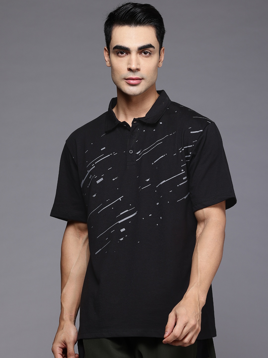 

HRX by Hrithik Roshan Printed Polo Collar T-shirt, Black