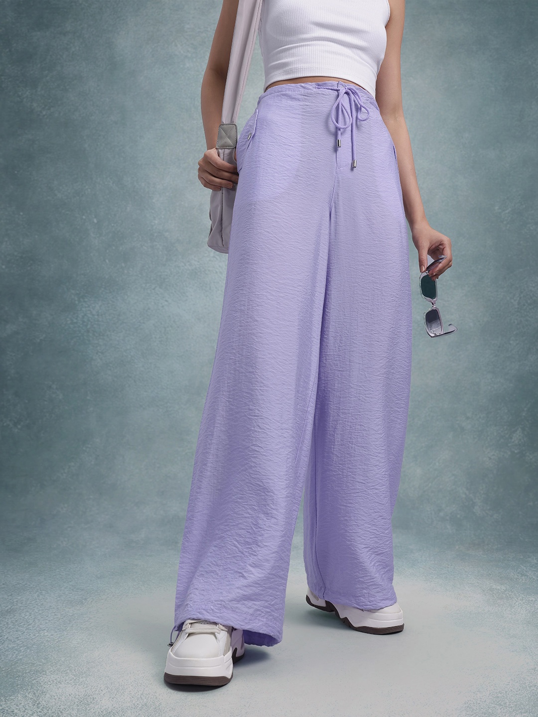 

The Roadster Life Co. Women Relaxed Wide Leg Trousers, Lavender