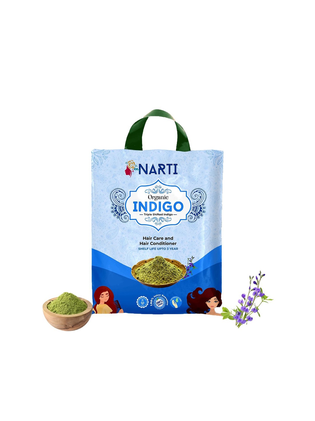 

NARTI Organic Triple Shifted Indigo Powder 1Kg - Black, Blue