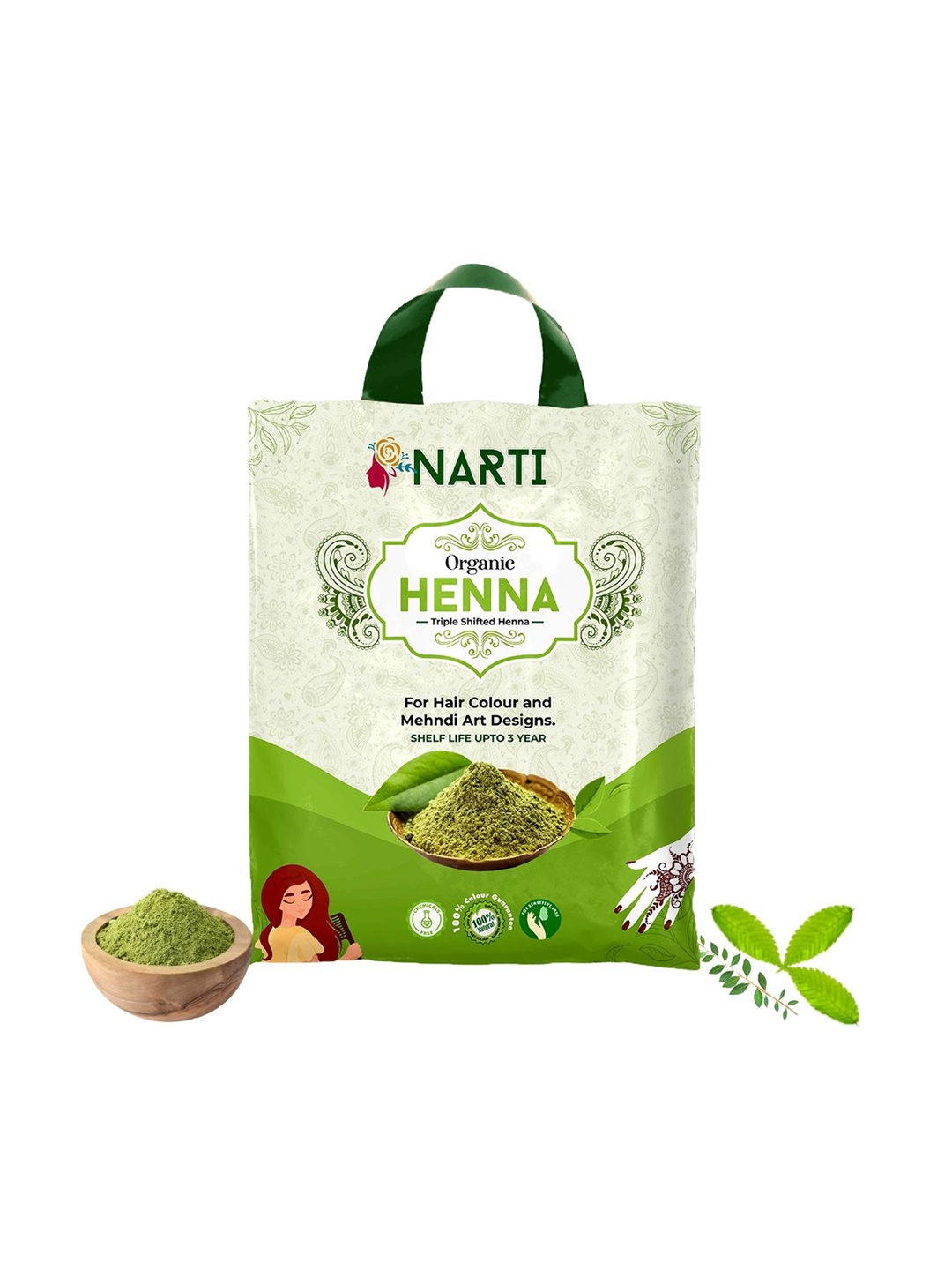 

NARTI Organic Mehndi Henna Powder-1Kg, Brown