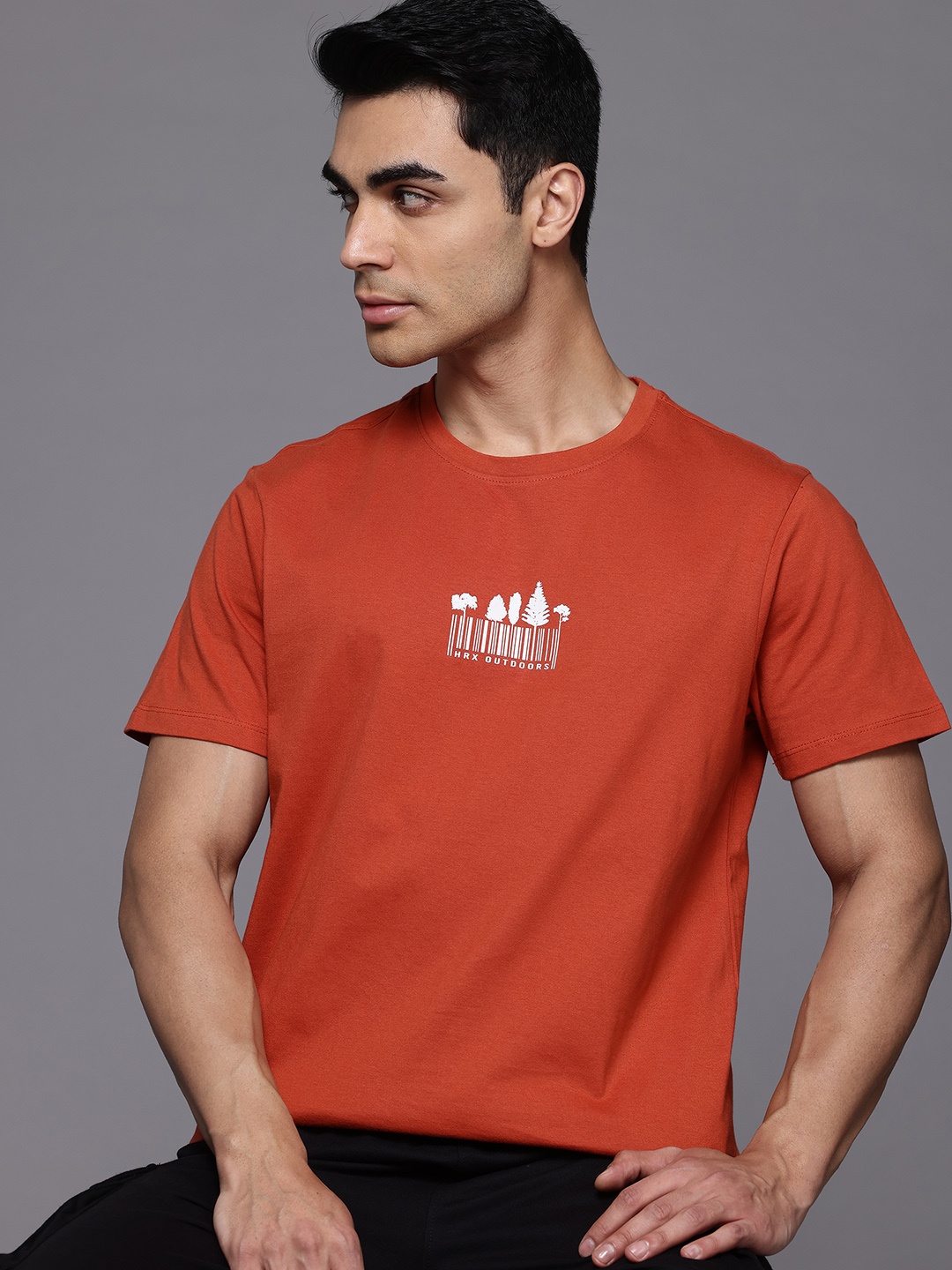 

HRX by Hrithik Roshan Men Typography Printed Pure Cotton Outdoor T-shirt, Orange