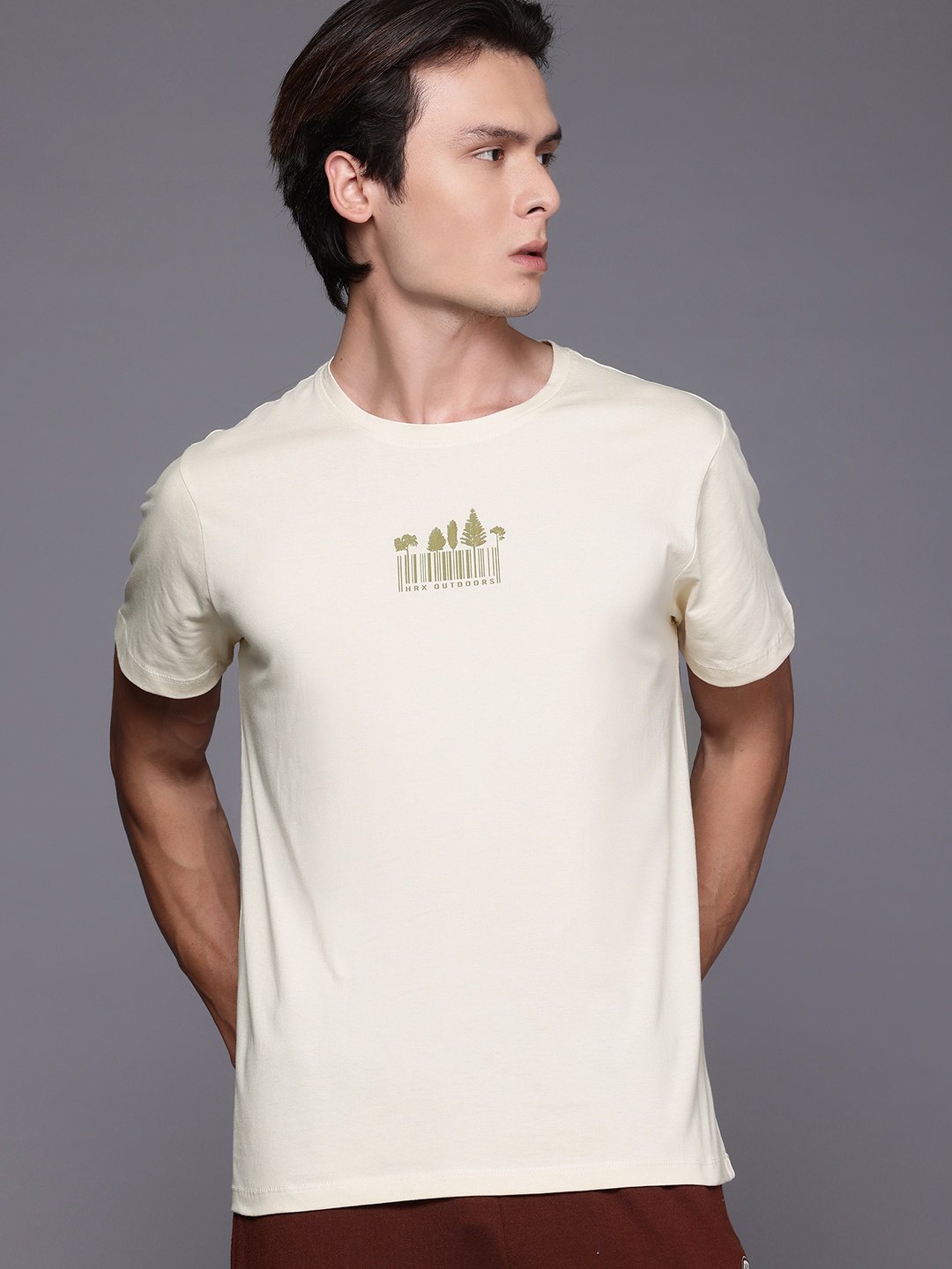 

HRX by Hrithik Roshan Pure Cotton Outdoor T-shirt, Beige