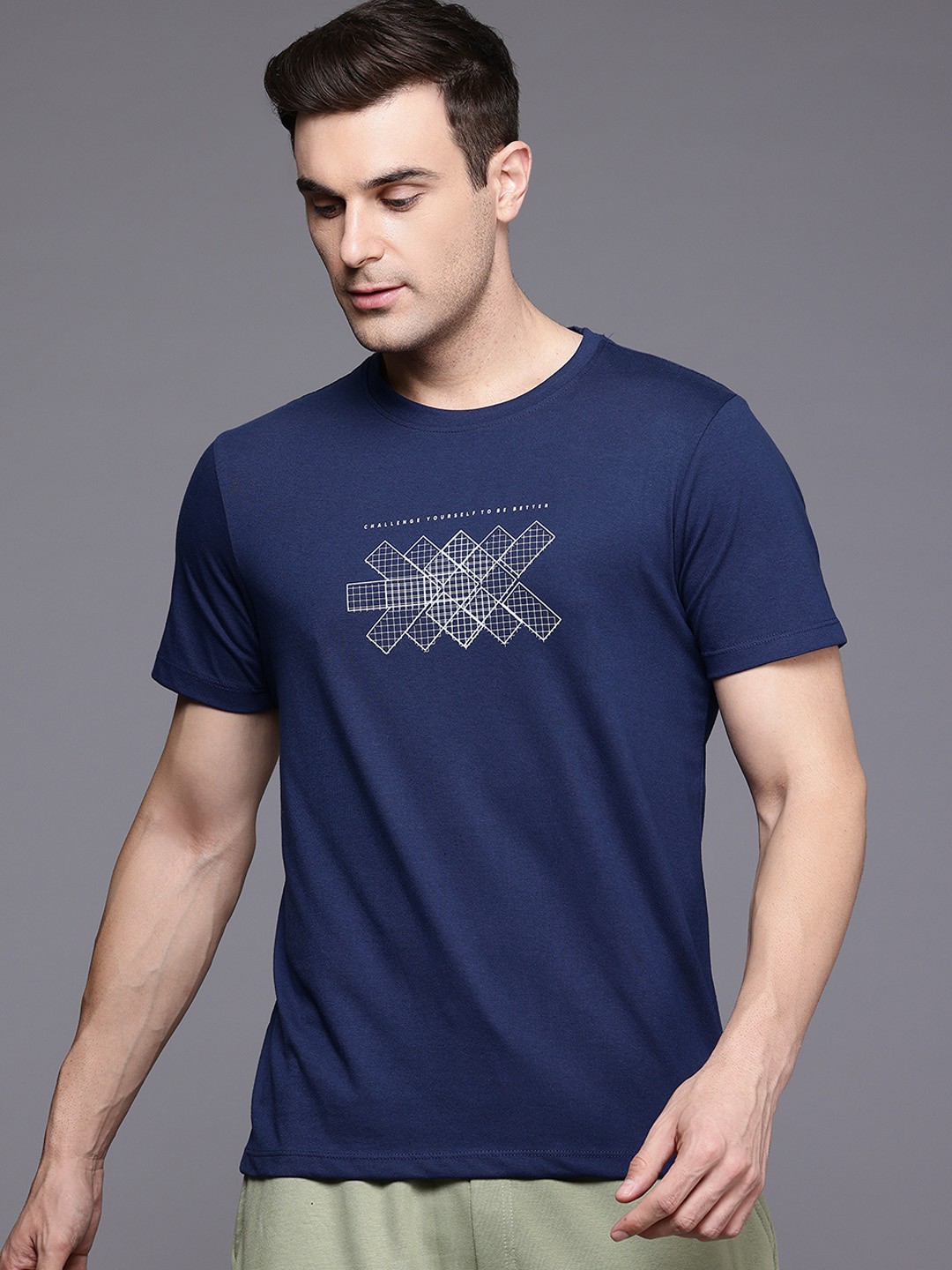 

HRX by Hrithik Roshan Lifestyle Brand Logo Printed T-shirt, Navy blue