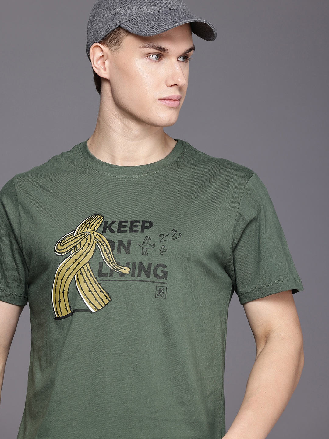 

HRX by Hrithik Roshan Typography Printed Pure Cotton Outdoor T-shirt, Olive