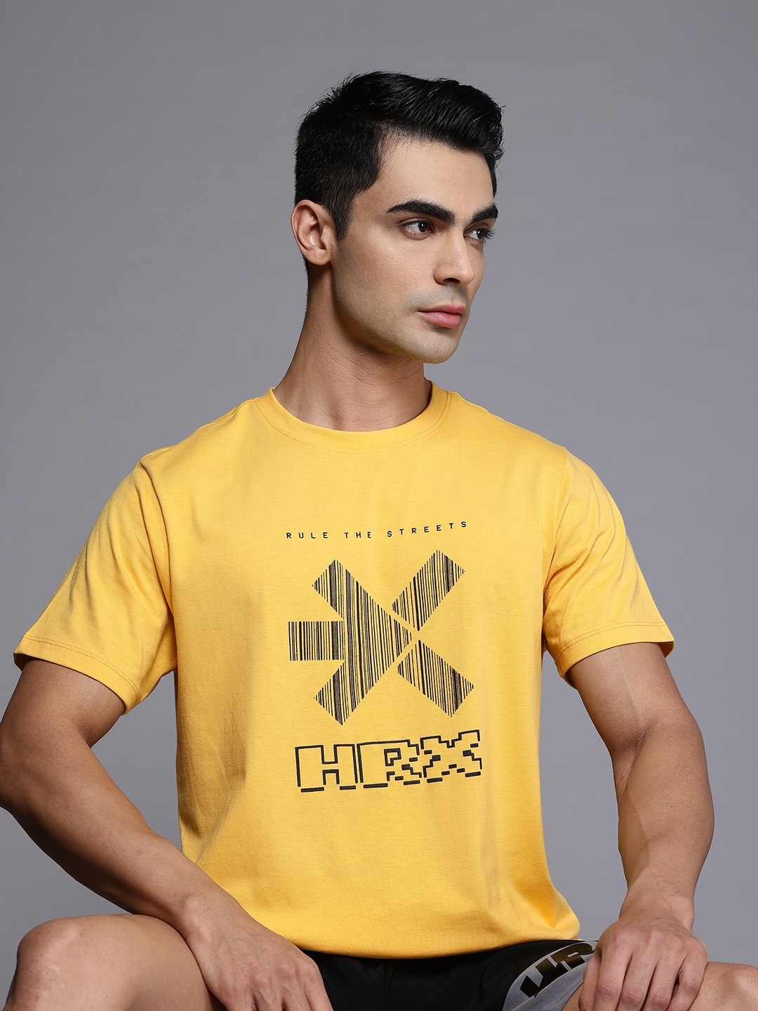 

HRX by Hrithik Roshan Brand Logo Printed Casual T-shirt, Yellow