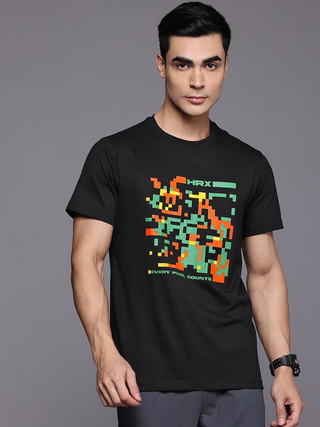 

HRX by Hrithik Roshan Printed Casual T-shirt, Black