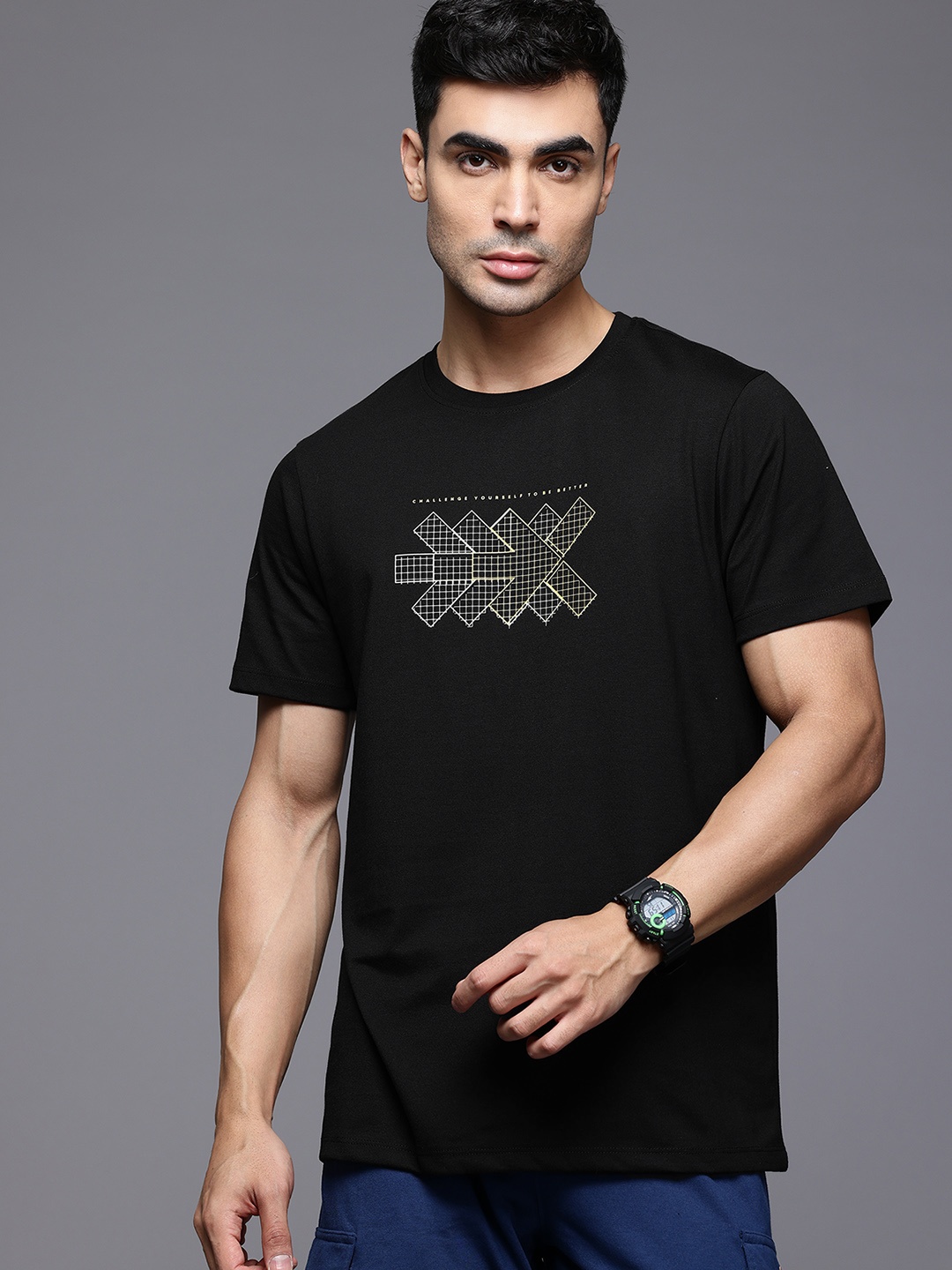 

HRX by Hrithik Roshan Short Sleeves Regular Fit Casual T-Shirt, Black