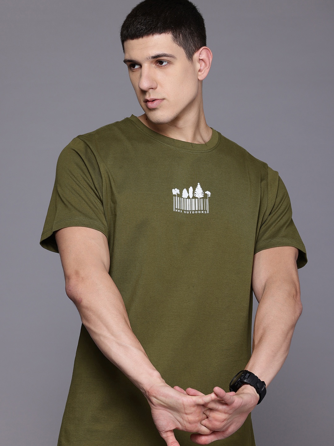 

HRX by Hrithik Roshan Pure Cotton Outdoor T-shirt, Olive