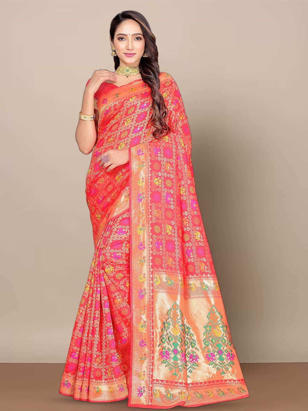 

Aldwych Ethnic Motifs Zari Banarasi Saree, Red