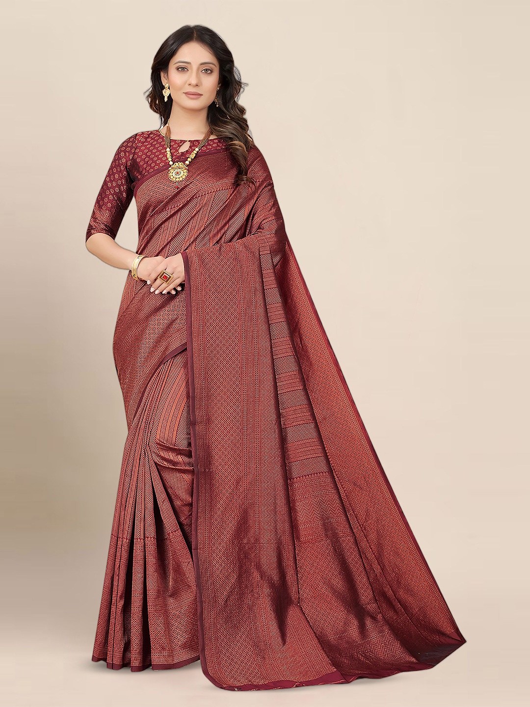 

Aldwych Woven Design Zari Banarasi Saree, Red