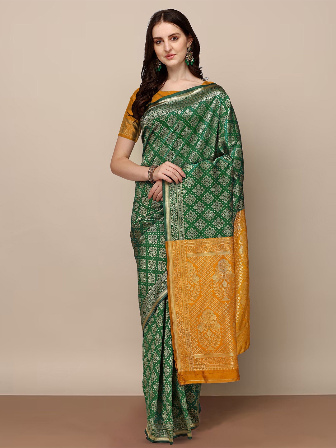 

Aldwych Woven Design Zari Banarasi Saree, Green