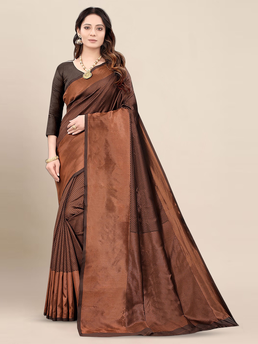 

Aldwych Woven Design Zari Banarasi Saree, Brown