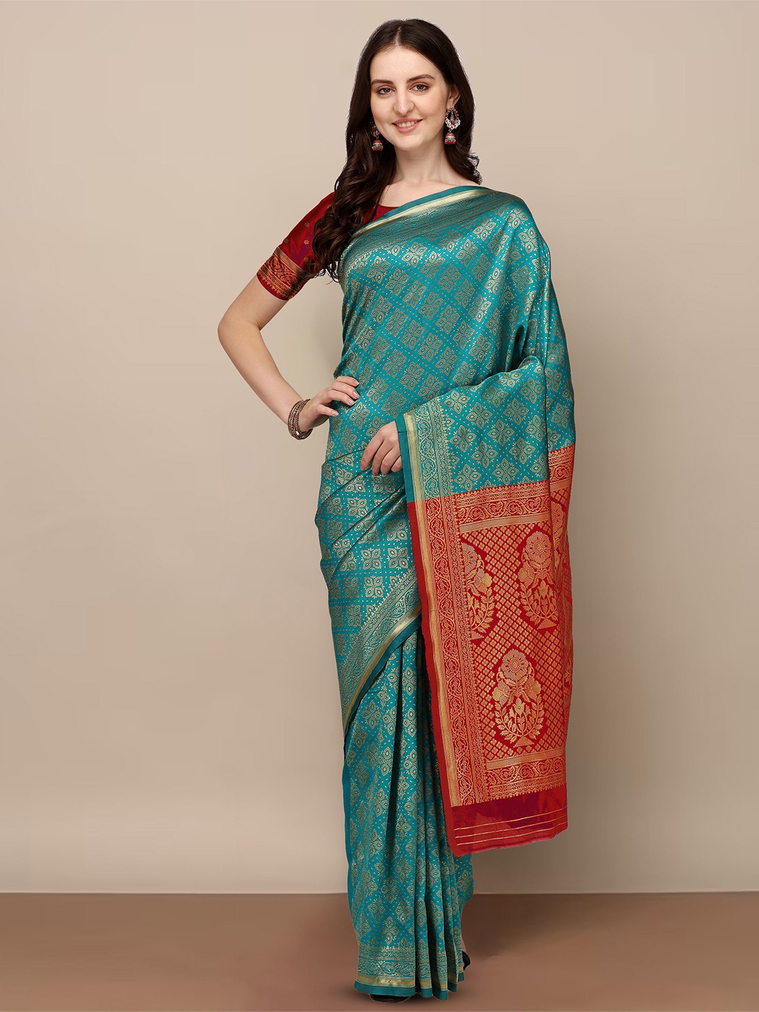 

Aldwych Woven Design Zari Banarasi Saree, Green