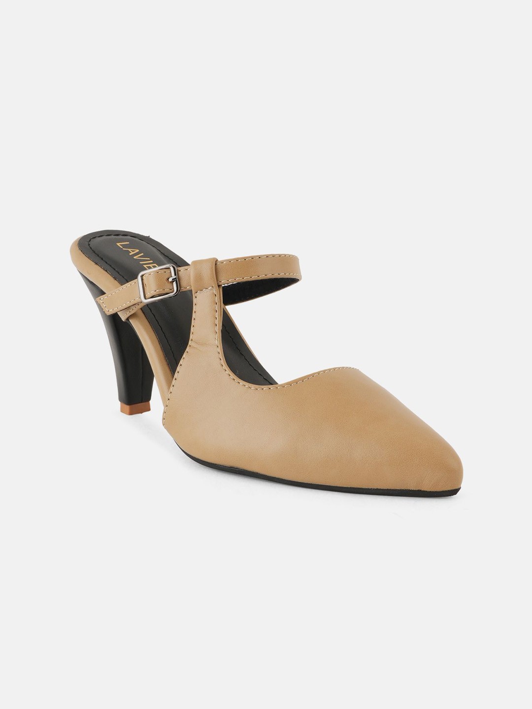 

Lavie Women Pointed Toe Stiletto Heels with Buckles, Beige