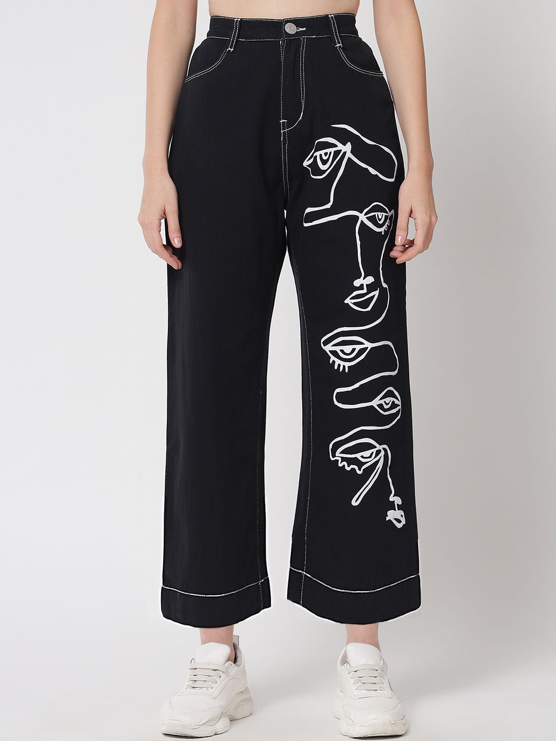 

River Of Design Jeans Women Wide Leg High-Rise Jeans, Black
