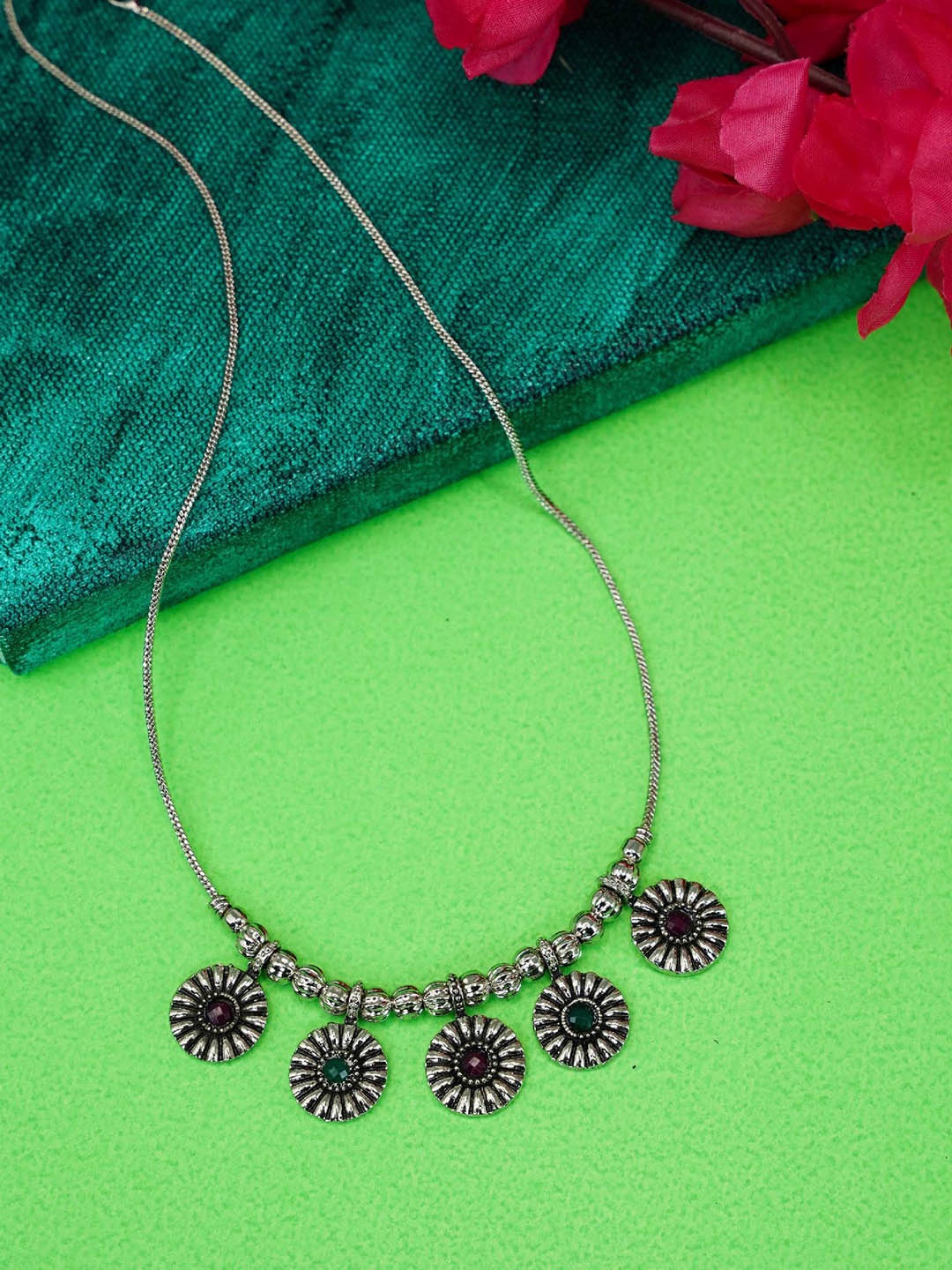 

GRIIHAM Set Of 3 Silver-Plated AD Studded Necklace and Earrings