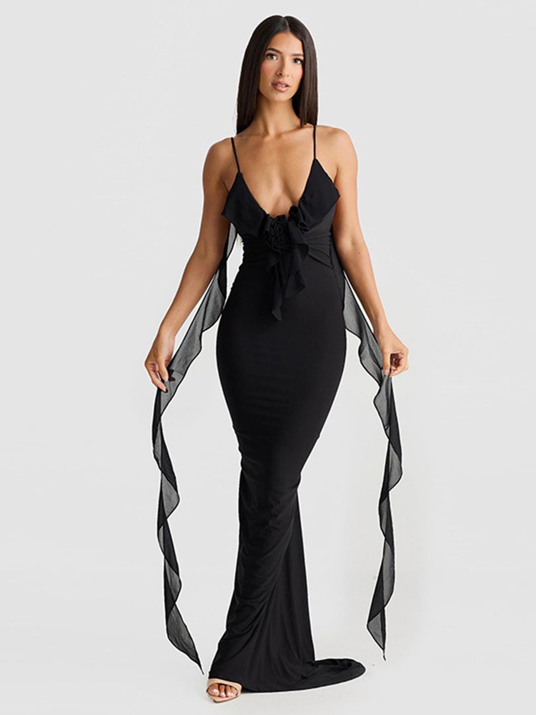 

StyleCast Georgette Sleeveless Maxi Bodycon Dress, Black