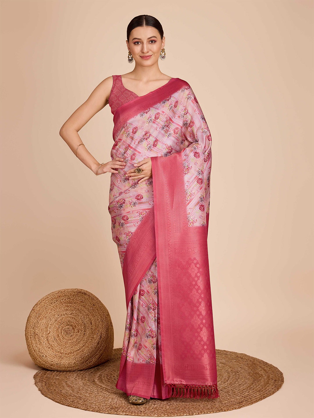 

Panzora Woven Design Zari Kanjeevaram Saree, Pink