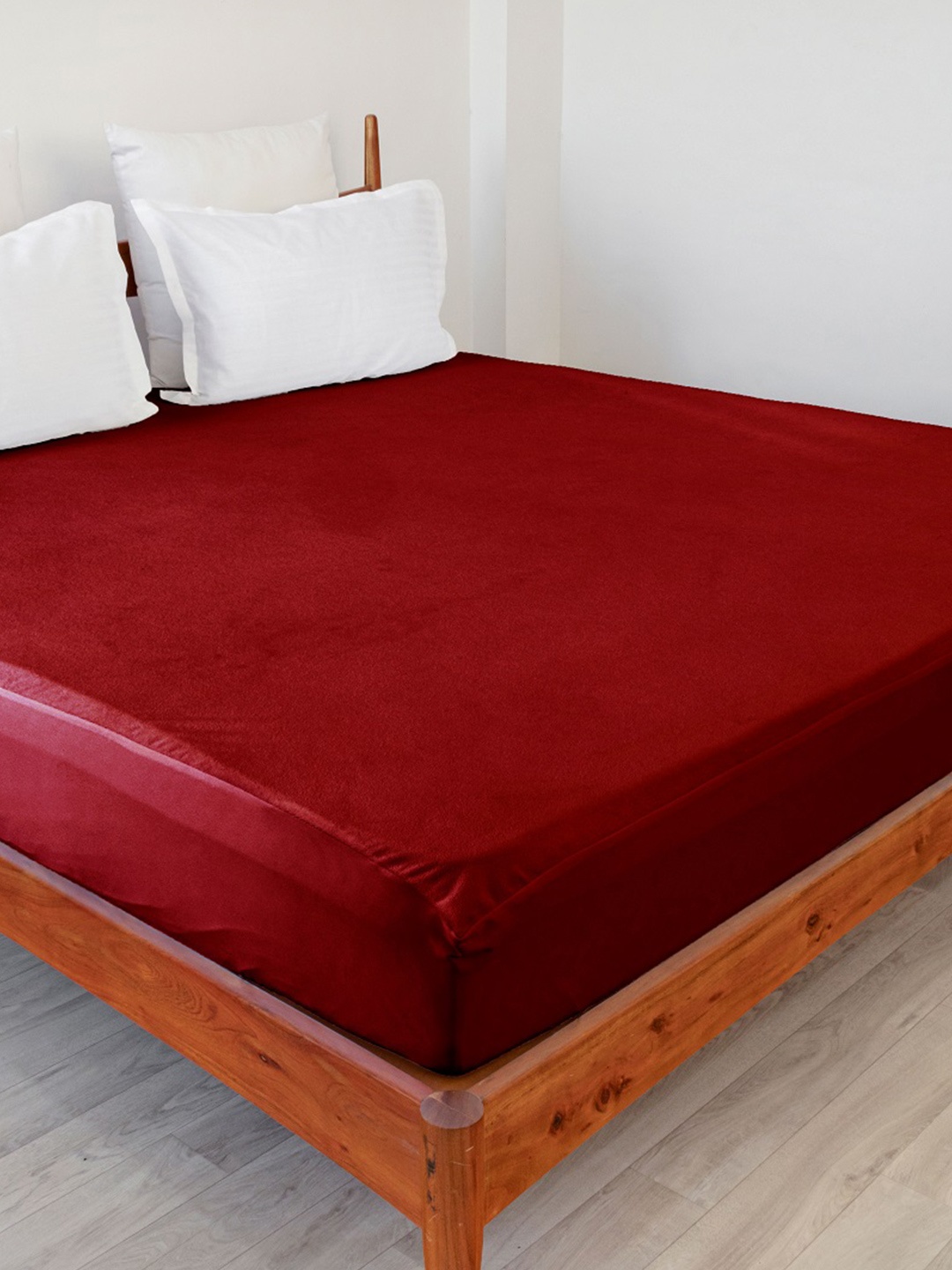 

HOMEMONDE Maroon Terry Water Resistant Single Size Mattress Protector