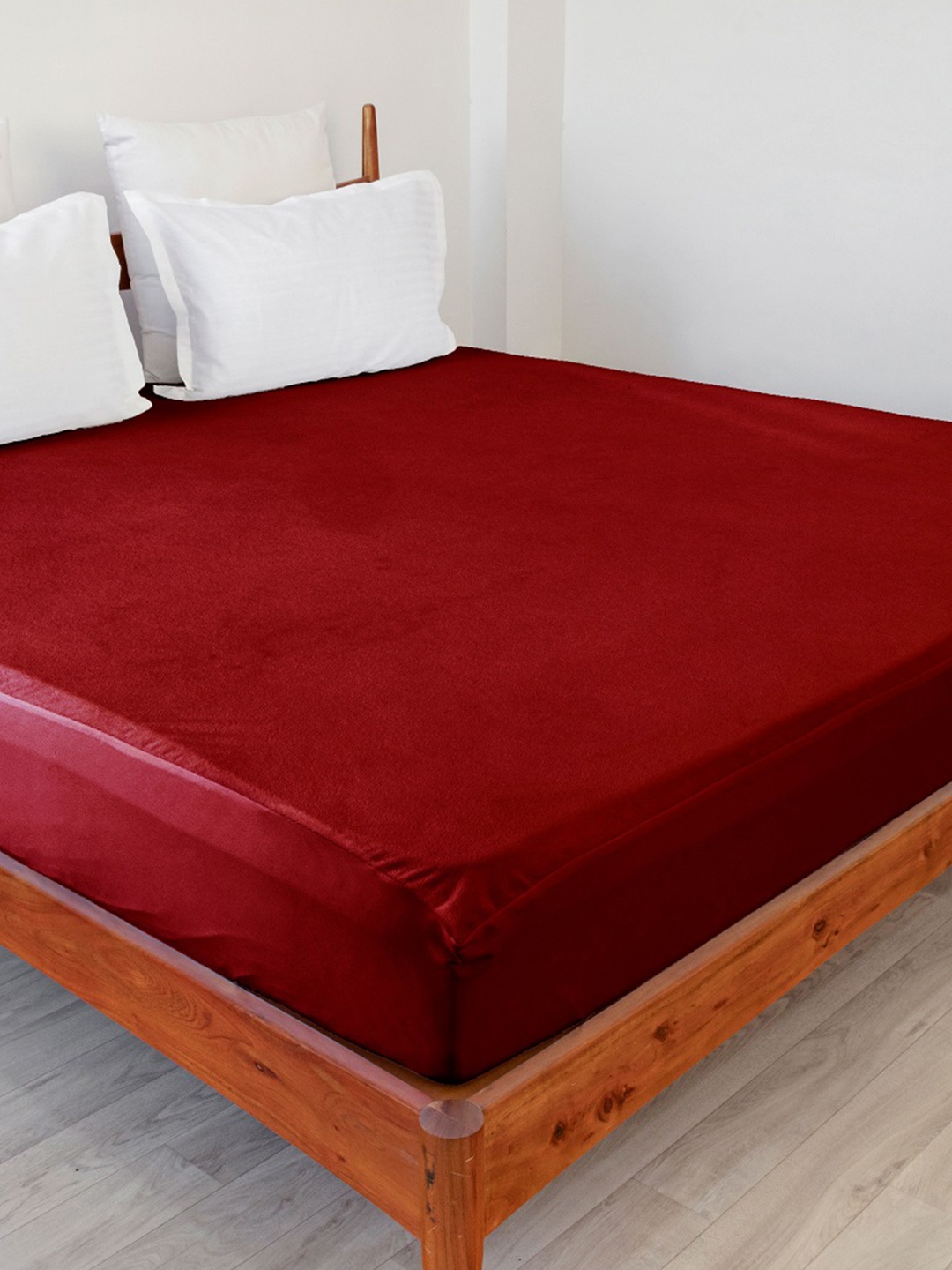 HOMEMONDE Maroon Terry Water Resistant King Size Mattress Protector